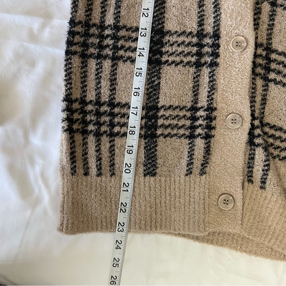 JOIE • Black & Tan Plaid Button Down Cardigan Soft Size XS - Picture 8 of 8